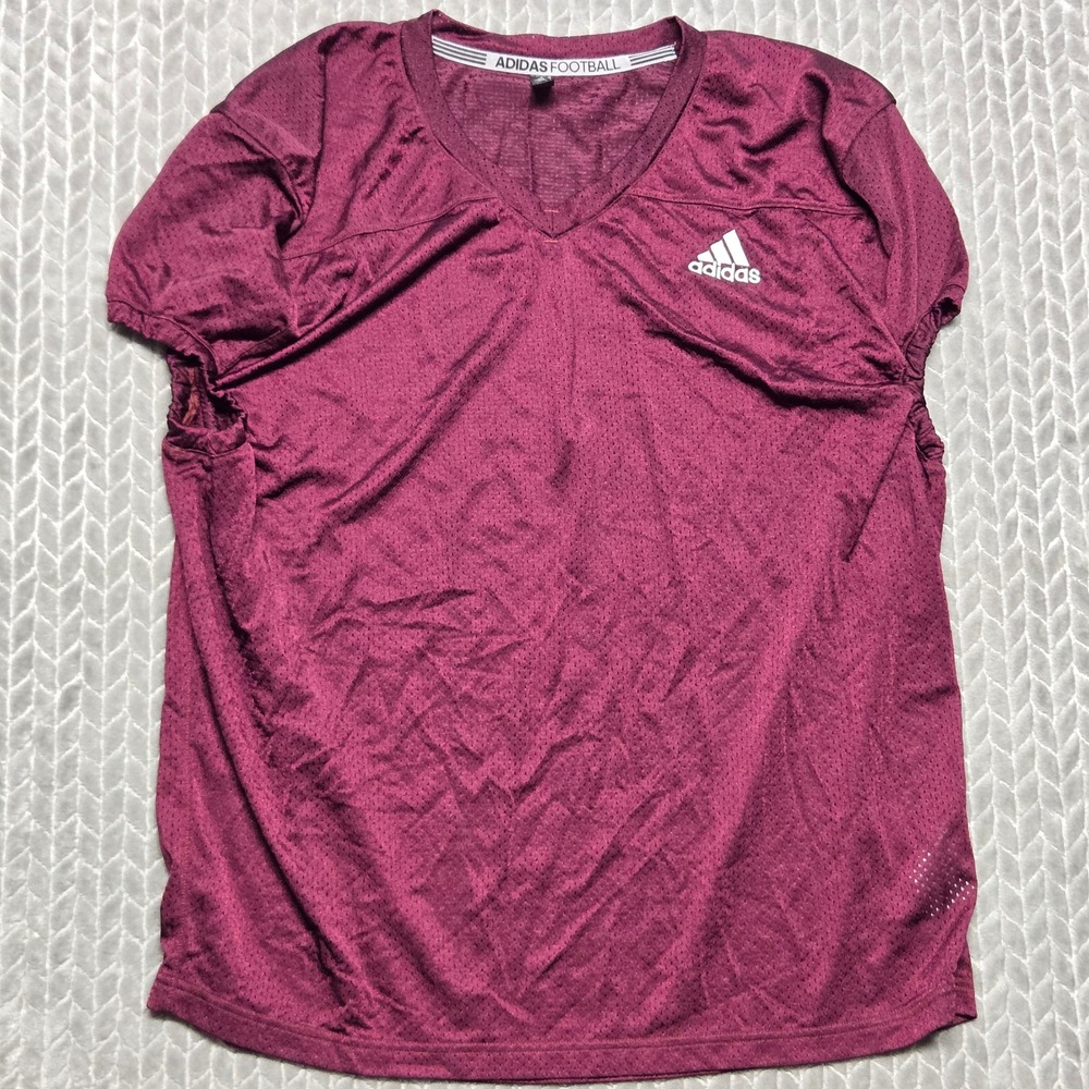 Adidas Football Mens 3XL Maroon Mesh Practice Jersey V-Neck EA1271 Blank